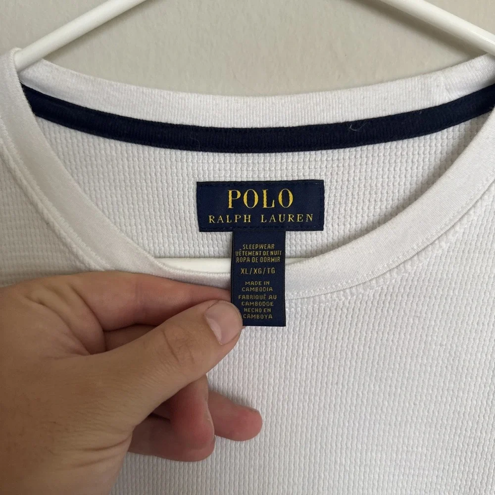 Polo Ralph Lauren Thermal Sweatshirt‎  Long Sleeve Sweater Mens Size XL STAINED